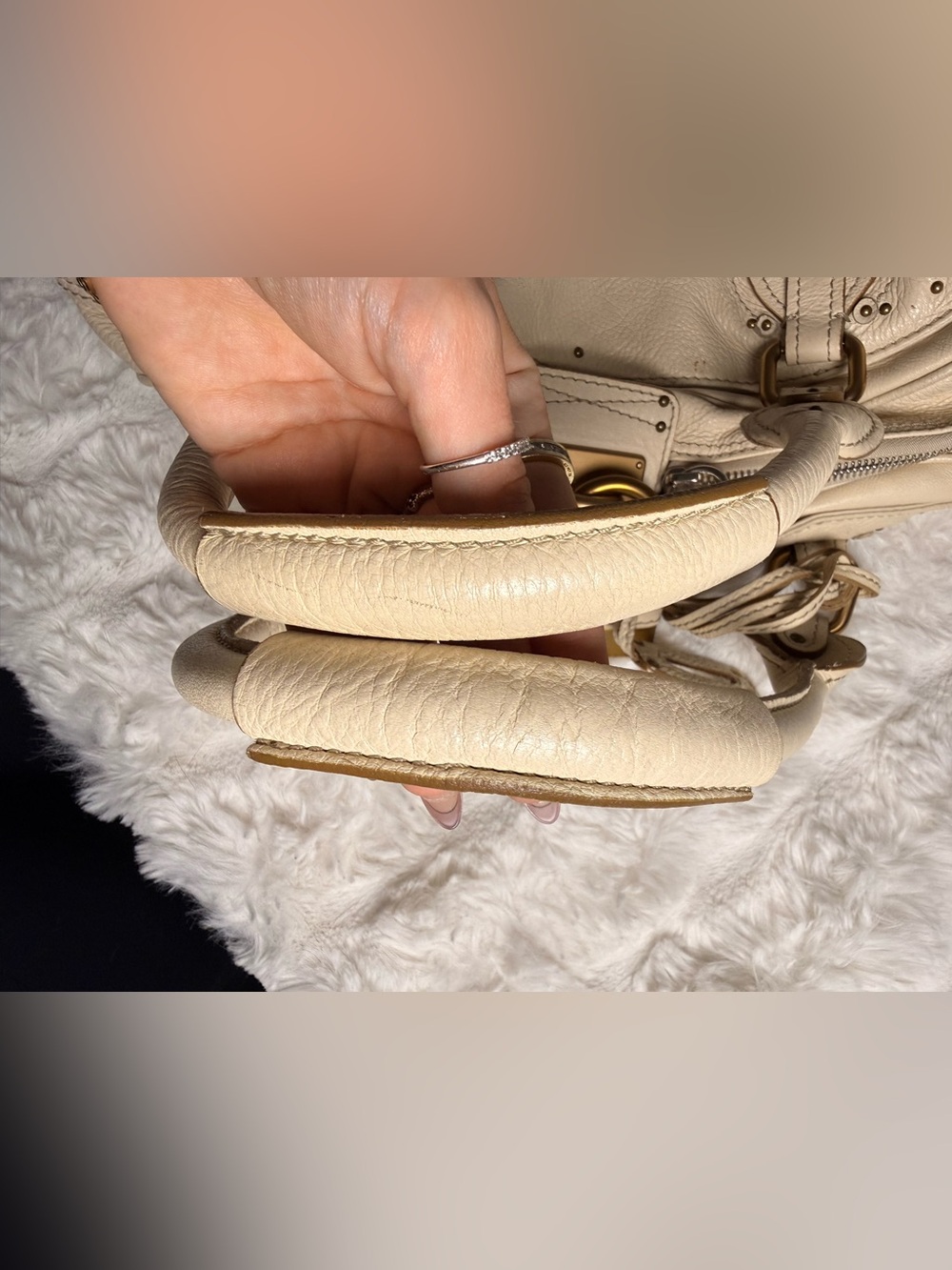 Chloe Cream Leather Padlock Shoulder Bag - Picture 11 of 13